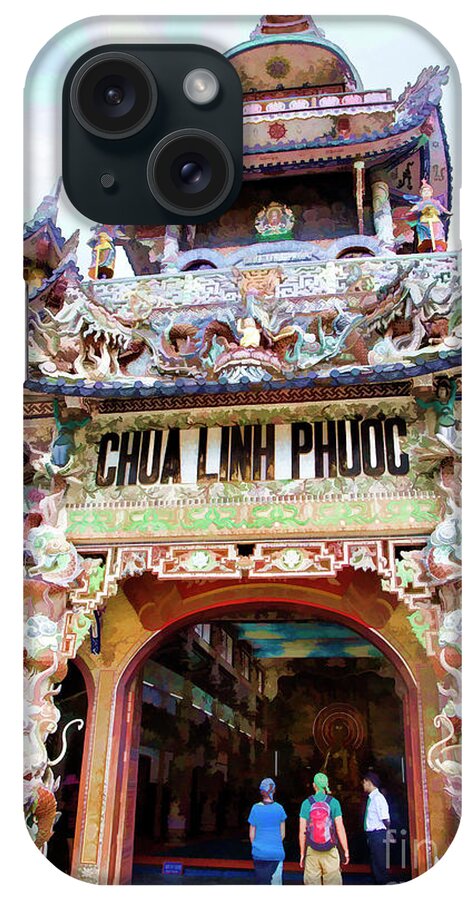 Digital iPhone Case featuring the photograph Linh Phuco Pagoda Broken Glass Mosaic Vietnam Entrance by Chuck Kuhn