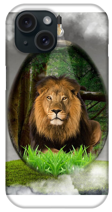 Lion iPhone Case featuring the mixed media Lion Art by Marvin Blaine