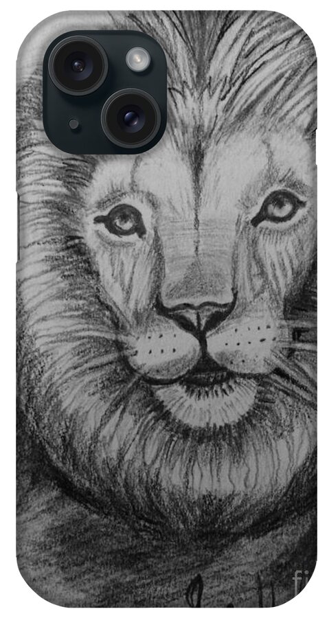Sketch Lion iPhone Case featuring the painting Lion by Brindha Naveen