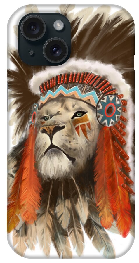 Lion iPhone Case featuring the painting Lion Chief by Sassan Filsoof