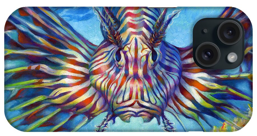 Lion Fish iPhone Case featuring the painting Lion Fish by Nancy Tilles