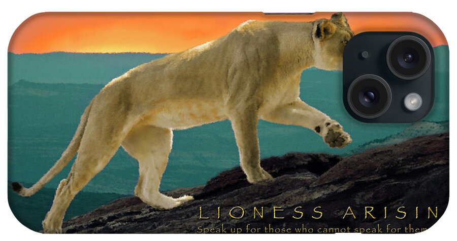 Lioness iPhone Case featuring the digital art Lioness Arising #1 by Constance Woods