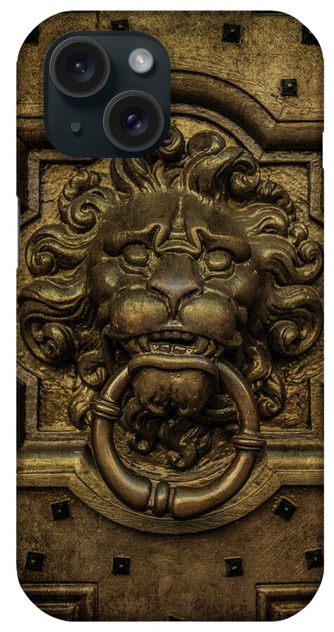 Doors iPhone Case featuring the photograph Lion's Head Doorknob by Jaroslaw Blaminsky