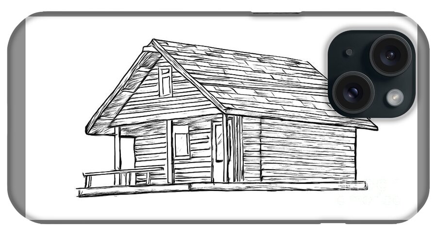 Cabin iPhone Case featuring the drawing Little Cabin in the Woods by Edward Fielding