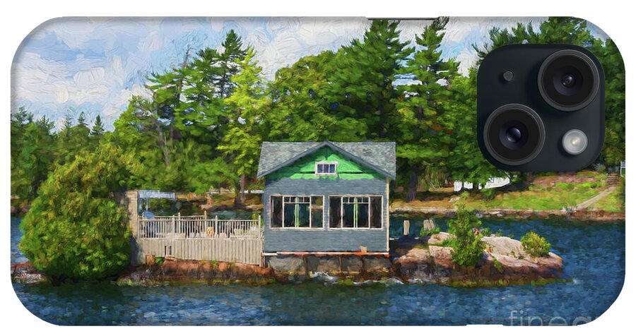 Islands iPhone Case featuring the photograph Little cabin on an island - painterly by Les Palenik
