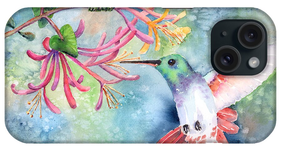 Bird iPhone Case featuring the painting Little Hummingbird by Arline Wagner
