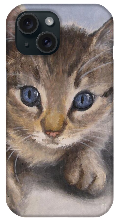 Noewi iPhone Case featuring the painting Little Kitty by Jindra Noewi