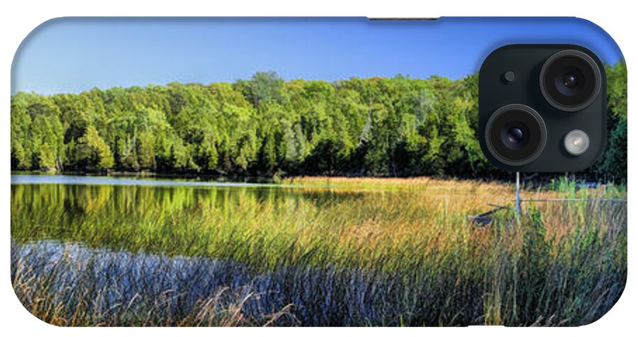 Door County iPhone Case featuring the painting Little Lake on Washington Island Panorama Door County by Christopher Arndt