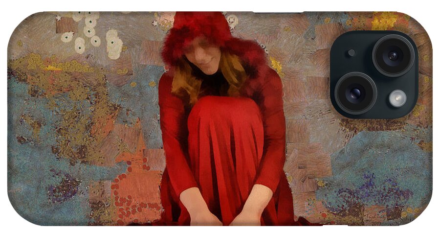 Girl iPhone Case featuring the mixed media Little Mel Riding Hood by Trish Tritz