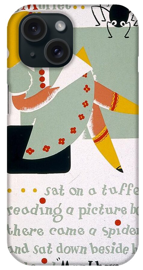 Little Miss Muffet iPhone Case featuring the mixed media Little Miss Muffet - 1940 - Vintage Advertising Poster by Studio Grafiikka