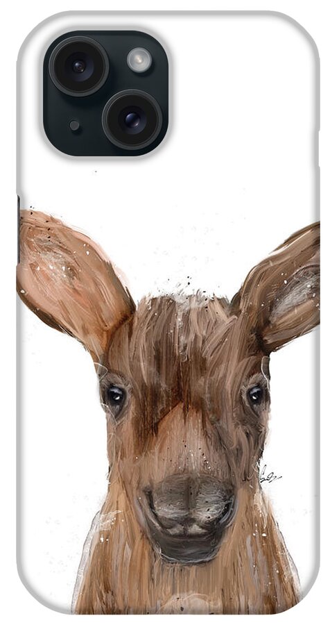 Moose iPhone Case featuring the painting Little Moose by Bri Buckley
