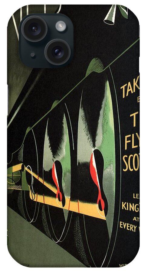 Lner iPhone Case featuring the painting LNER - Flying Scotsman - King's Cross Railway Station - Art Deco - Vintage Advertising Poster by Studio Grafiikka