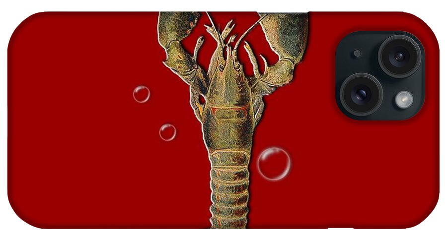 Lobster With Bubbles iPhone Case featuring the digital art Lobster With Bubbles T Shirt Design by Bellesouth Studio