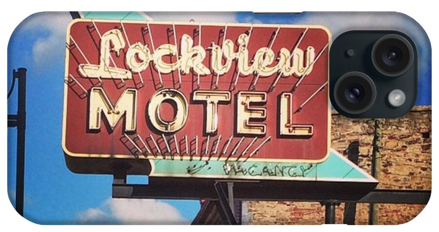 Vintage iPhone Case featuring the photograph #lockview #motel #vintage #sign by Casey Cole