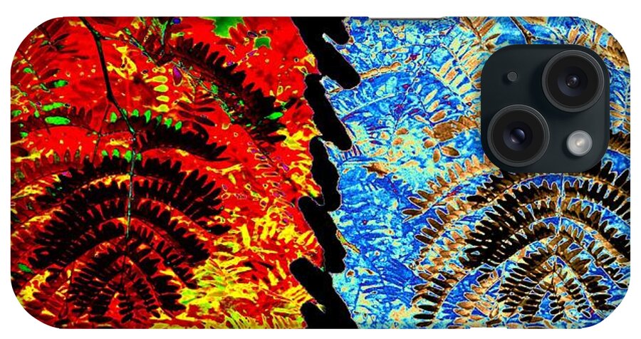 Digital Art iPhone Case featuring the mixed media  Locust Leaves Abstract Fusion by Will Borden