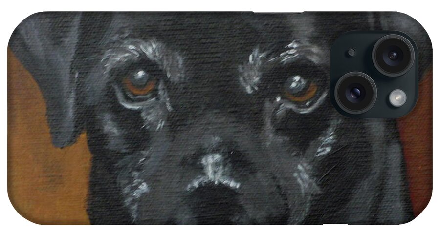 Black Labrador iPhone Case featuring the painting Lola by Carol Russell