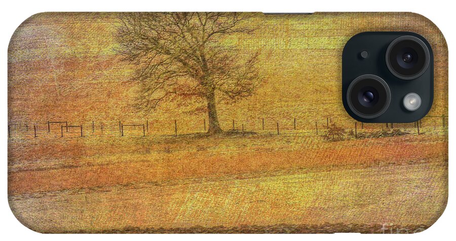 Lone Tree In Farm Field Winter iPhone Case featuring the digital art Lone Tree in Farm Field Winter by Randy Steele