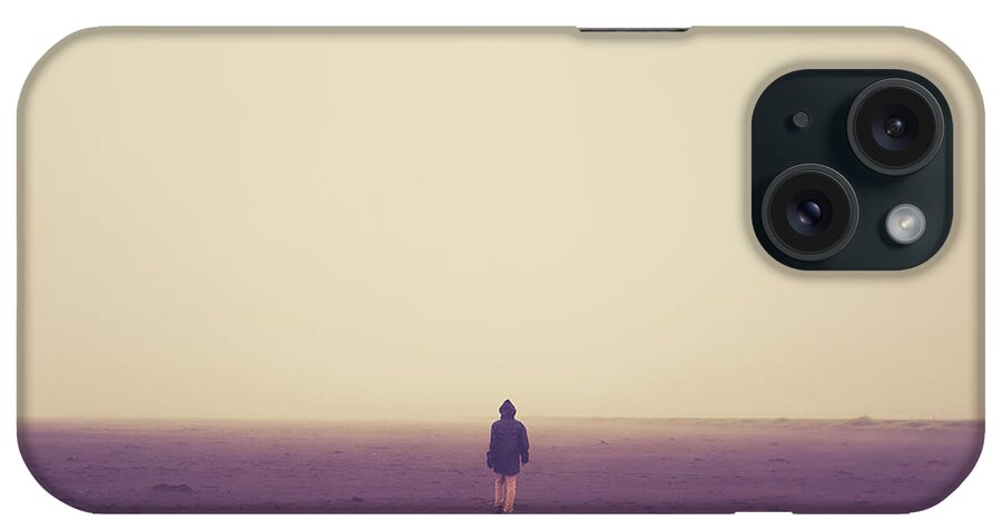 Iceland iPhone Case featuring the photograph Lonely Hiker Iceland Square Format by Edward Fielding