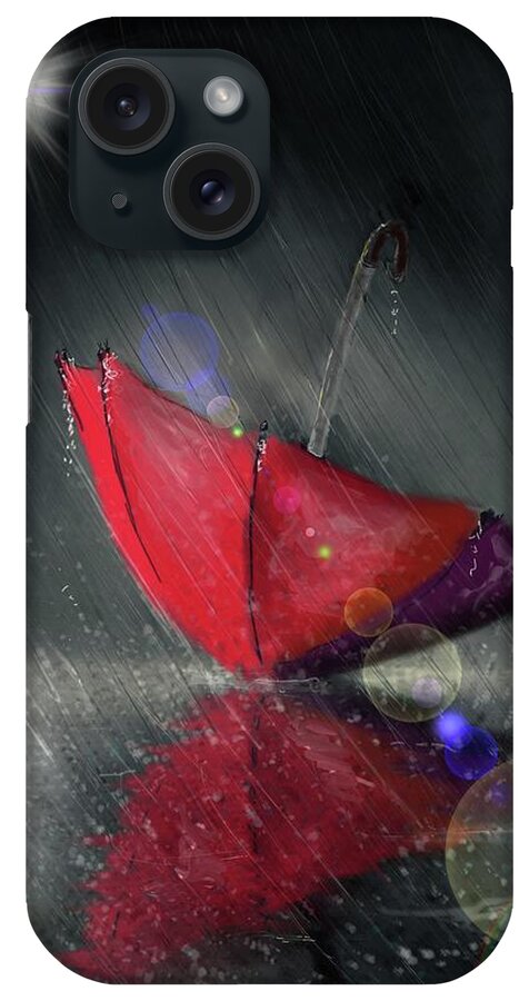 Umbrella iPhone Case featuring the digital art Lonely Umbrella by Darren Cannell