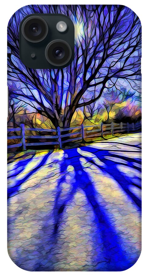 Colorful Tree iPhone Case featuring the digital art Long afternoon shadows by Lilia S