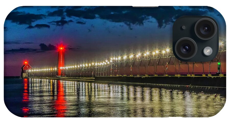 Great Lakes iPhone Case featuring the photograph Long Lights at Grand Haven Pier by Nick Zelinsky Jr