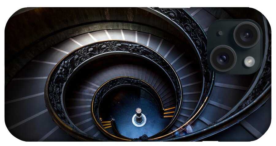 Stairs iPhone Case featuring the photograph Long spiral, winding stairs by Michal Bednarek