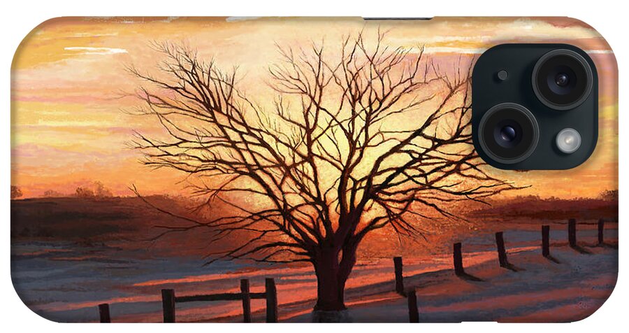 Tree iPhone Case featuring the painting Long Winter Shadows by Jackie Case