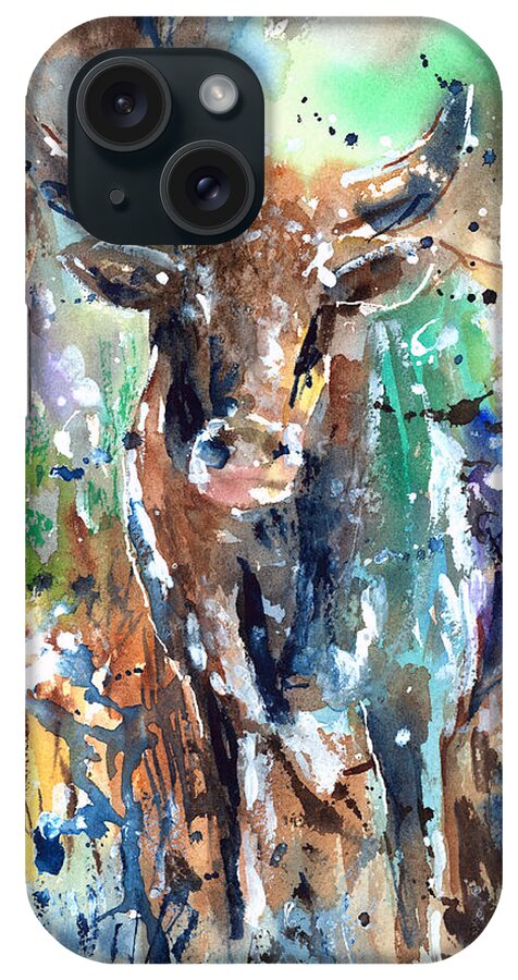 Animal iPhone Case featuring the painting Longhorn Steer by Arline Wagner