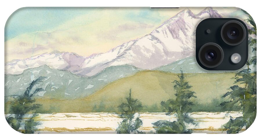 Landscape iPhone Case featuring the painting Long's Peak from Longmont by Victoria Lisi