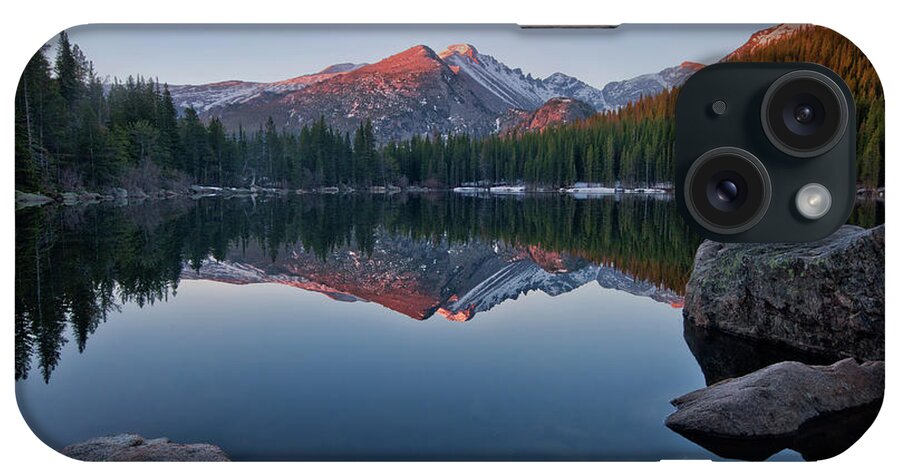 Rocky Mountain National Park iPhone Case featuring the photograph Longs Peak Reflection on Bear Lake by Ronda Kimbrow