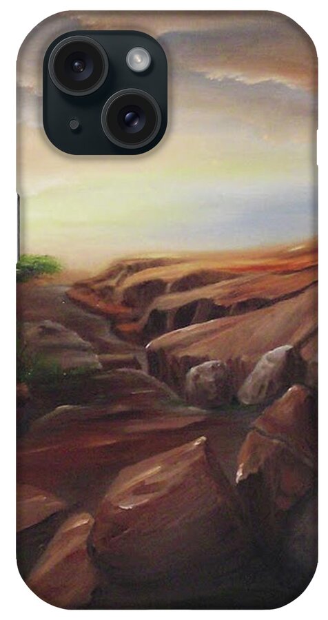  iPhone Case featuring the painting Lonley Canyon by John Johnson