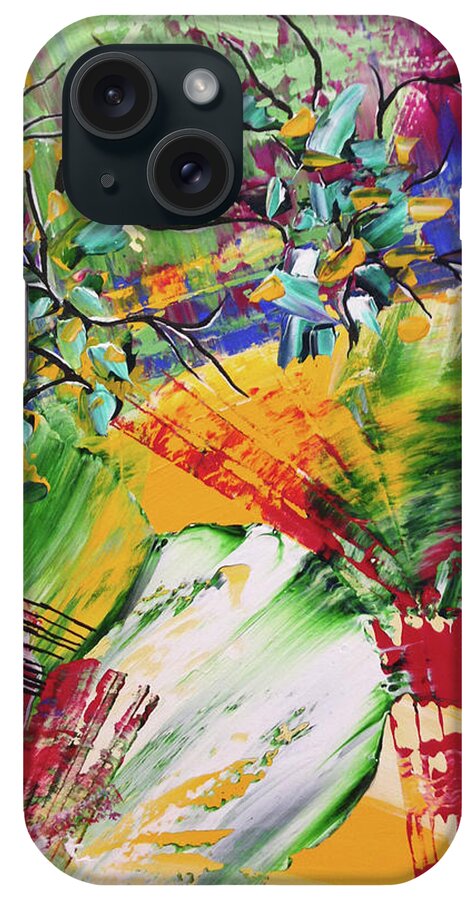 Abstract iPhone Case featuring the painting Looking Beyound The present by Sima Amid Wewetzer