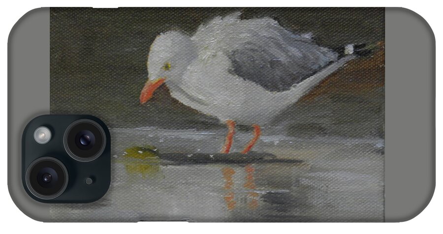 Seagull Landscape Birds Water Ocean iPhone Case featuring the painting Looking for Scraps by Scott W White