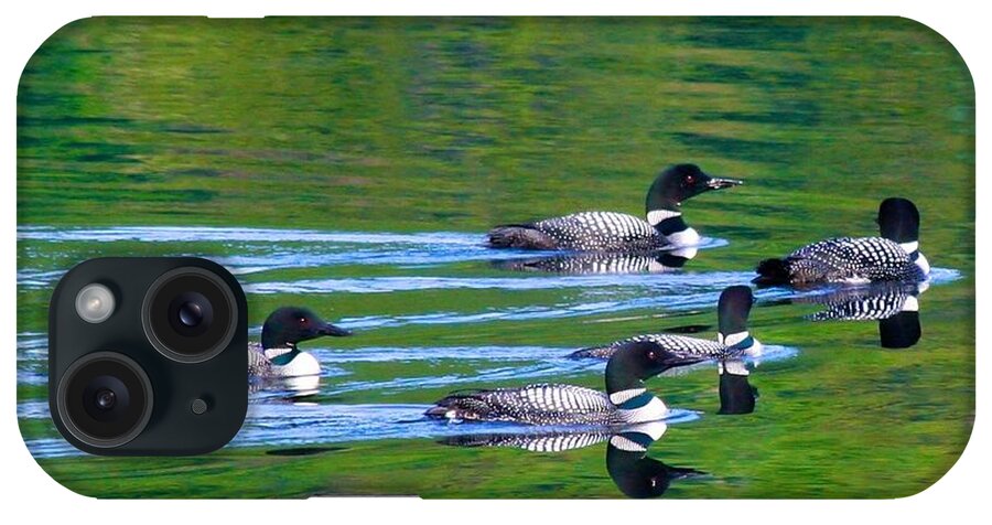  iPhone Case featuring the photograph Loons in Green Lake by Polly Castor