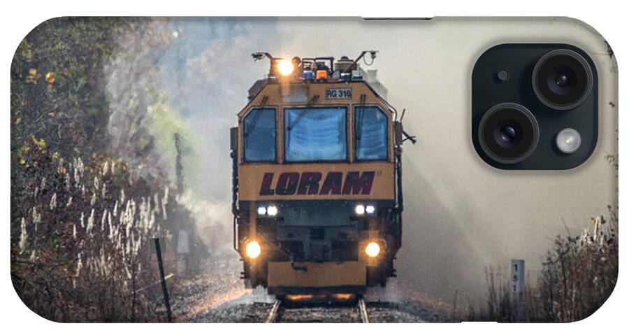 Railroad Tracks iPhone Case featuring the photograph Loram rail grinder 316 at Richland KY by Jim Pearson