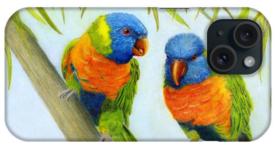 Animal iPhone Case featuring the painting Lorikeet Pair by Phyllis Howard