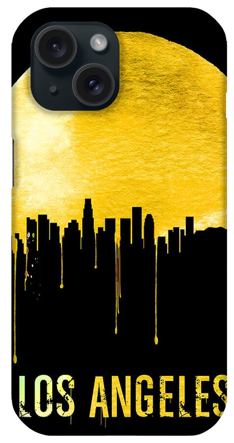Los Angeles iPhone Case featuring the painting Los Angeles Skyline Yellow by Naxart Studio