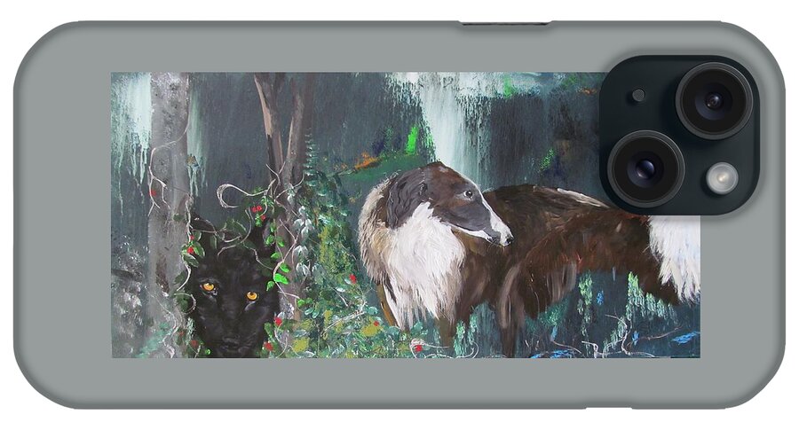 Russian Wolfhounds iPhone Case featuring the painting Lost by Susan Voidets