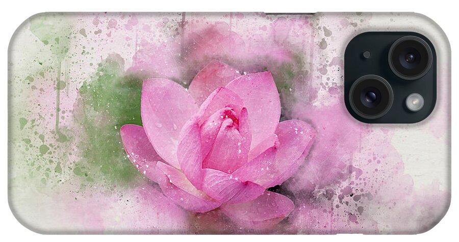 Lotus Peggy Cooper Art Photography Digital Watercolor Photo-illustration Flowers Floral Plants Nature Impressionism Impressionist Prints Canvas Large Medium Small Mugs Shower Curtains Towels Tote Bag Clutch Throw Pillows Phone Cases Beach Home Office Decorating Interior Design Galleries Museums Gifts Women Girls Dainty Delicate Designer Greeting Cards Note iPhone Case featuring the digital art Lotus 7 by Peggy Cooper-Hendon