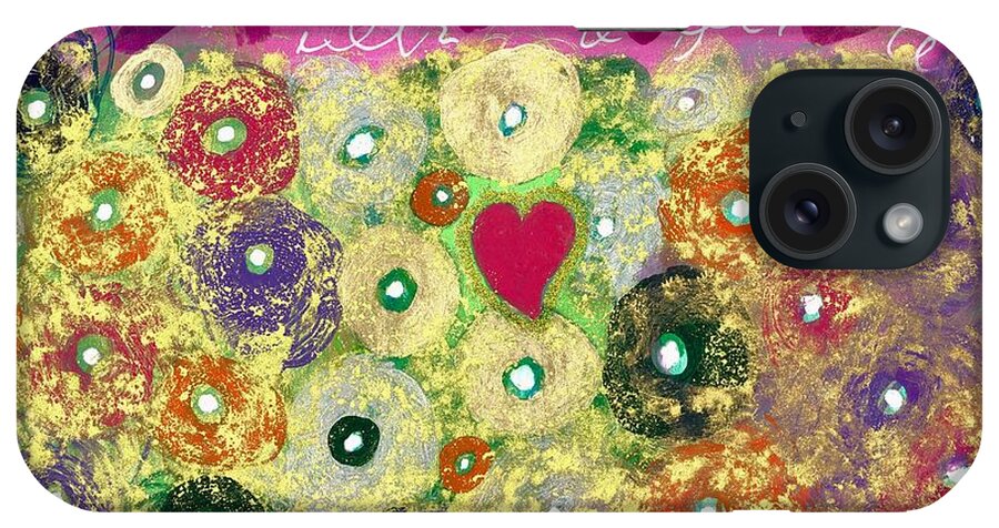Original Drawing/painting iPhone Case featuring the painting Love And Silly Bubbles by Susan Schanerman