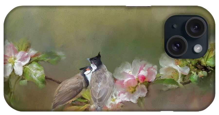 Red-whiskered Bulbuls iPhone Case featuring the mixed media Love Couple by Eva Lechner