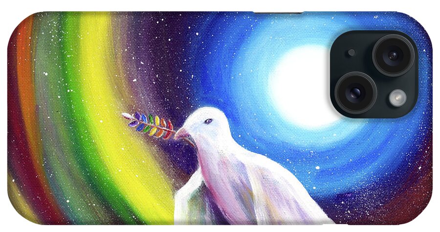 Love Is Love iPhone Case featuring the painting Love is Love Peace Dove by Laura Iverson