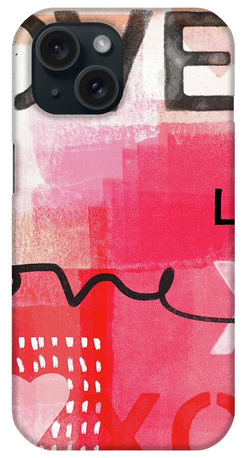 Love iPhone Case featuring the mixed media Love Times Three- Art by Linda Woods by Linda Woods