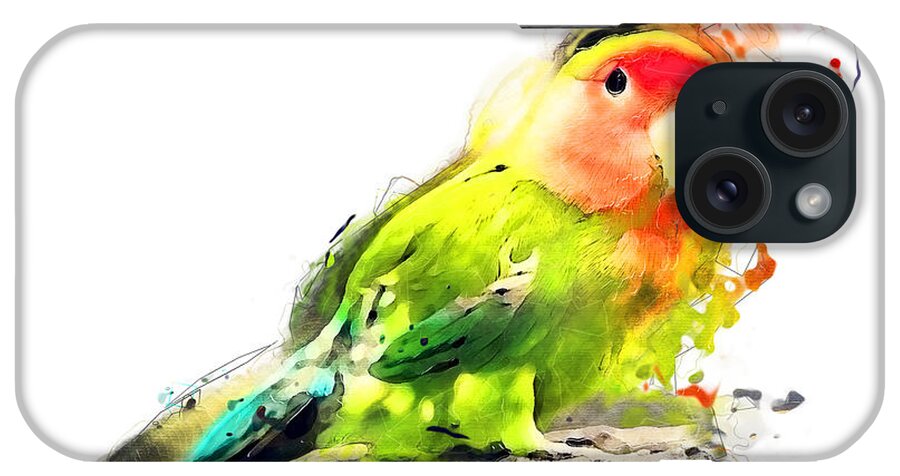 Lovebird iPhone Case featuring the painting Lovebird watercolor painting by Justyna Jaszke JBJart