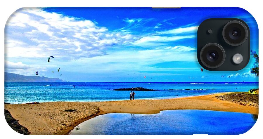 Kite iPhone Case featuring the photograph Lovers At Kanaha Beach by DJ Florek