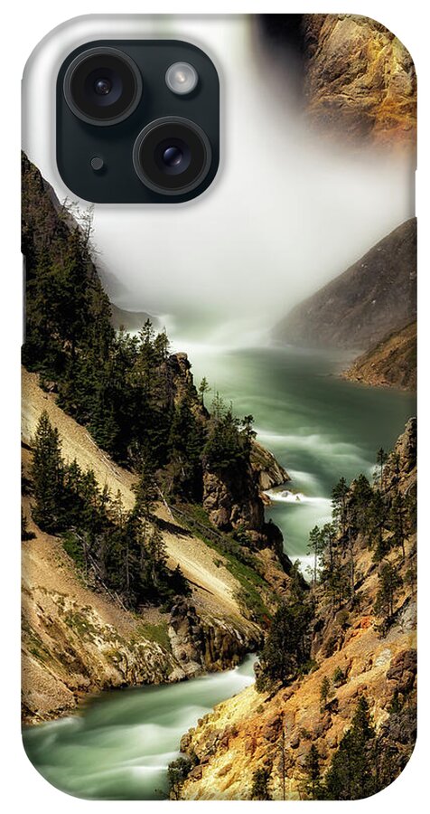 Lower Falls Of The Grand Canyon Of Yellowstone iPhone Case featuring the photograph Lower Falls of Yellowstone by C Renee Martin