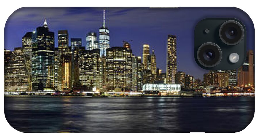 America iPhone Case featuring the photograph Lower Manhattan from Brooklyn Heights at Dusk - New York City by Carlos Alkmin