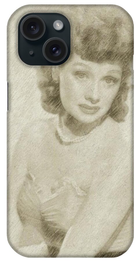 Chitty iPhone Case featuring the drawing Lucille Ball Vintage Hollywood Actress by Esoterica Art Agency