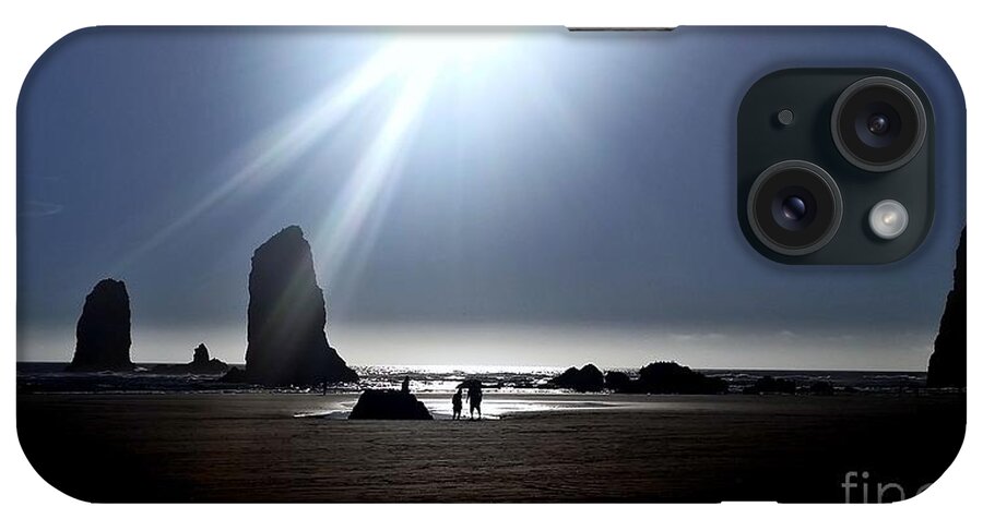 Cannon Beach-silhouettes-scenic-sunset-sunsets-solar Rays-light Beams-oregon-landscape-scenicsunsets-pacific Northwest iPhone Case featuring the photograph Luminosity by Scott Cameron