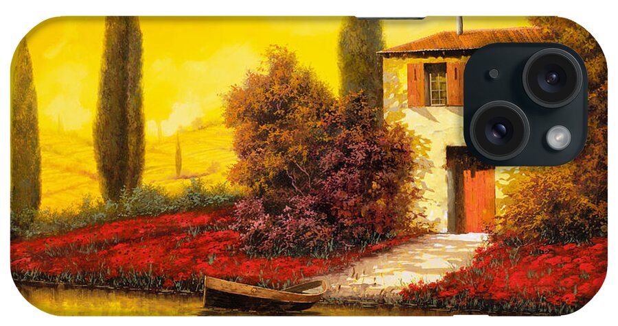 Landscape iPhone Case featuring the painting Tanti Papaveri Lungo Il Fiume by Guido Borelli